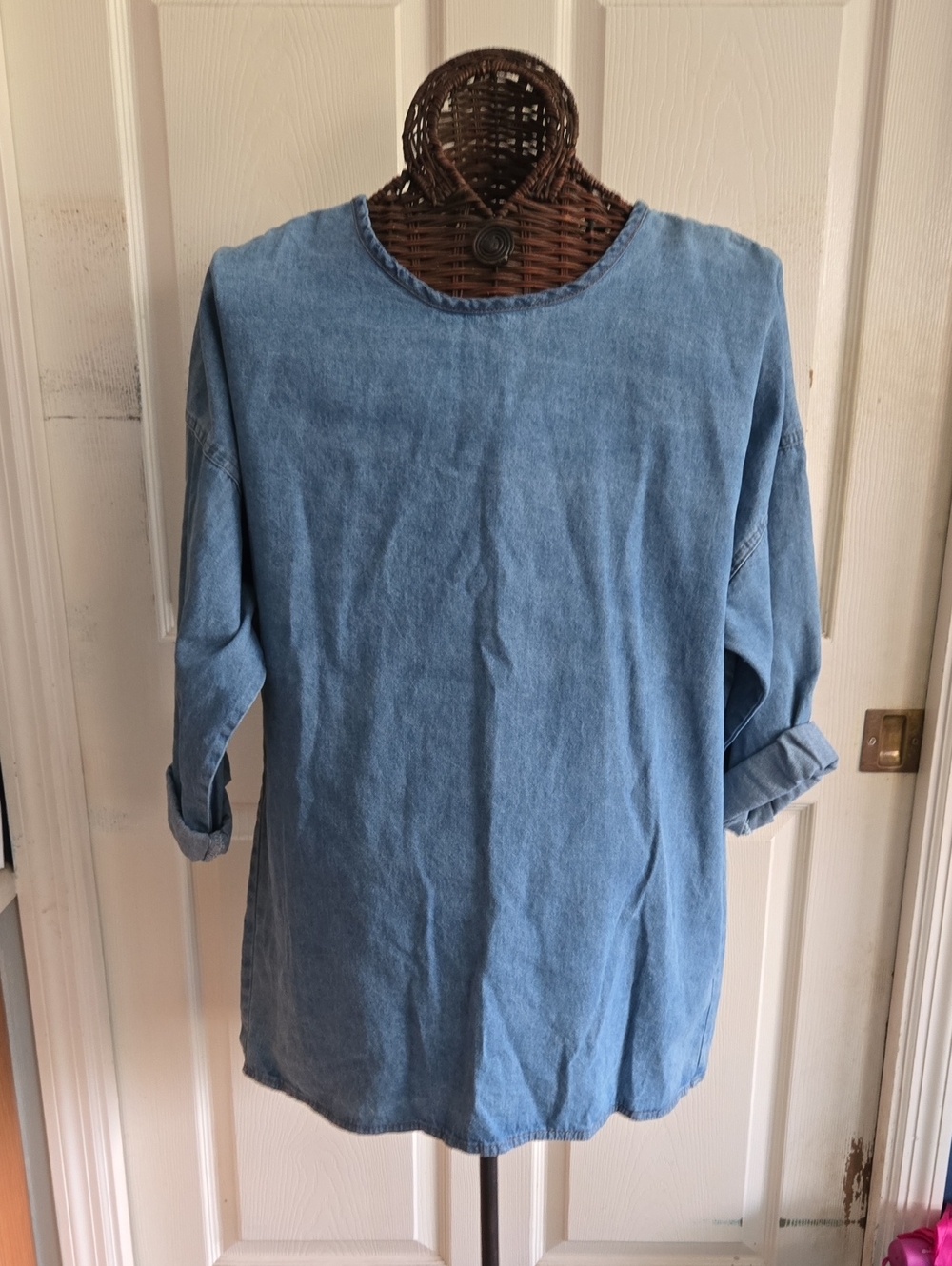 Sunbelt Light Blue Denim Pullover Shirt Or Mini Dress-Size L